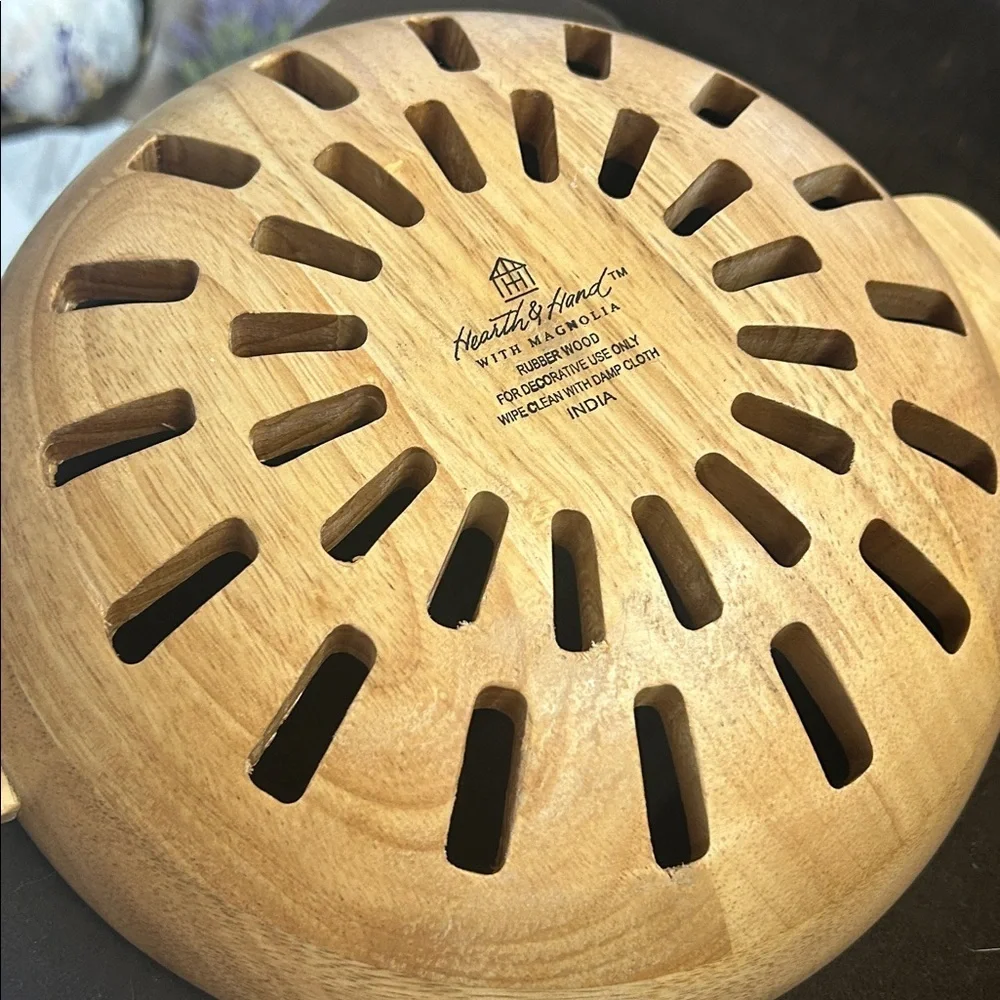 NWT Hearth & Hand with Magnolia 42oz Wooden Harvest Bowl Natural
